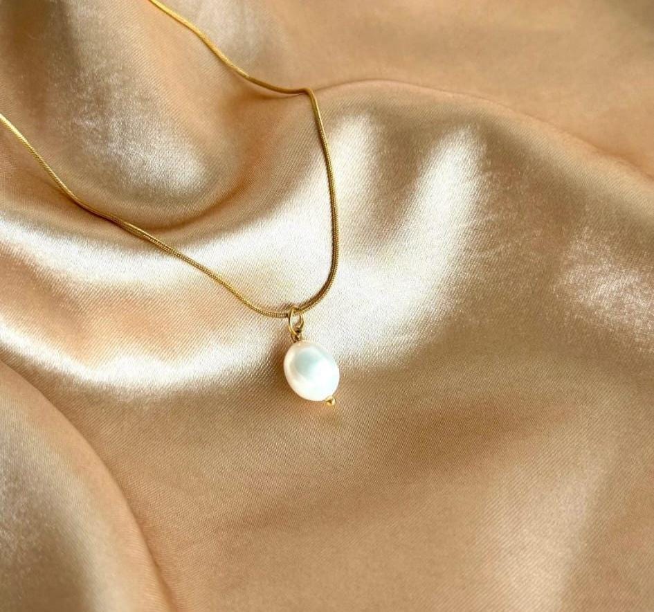 Gerçek Doğal İnci Kolye ve Çelik Çember Küpe Seti Çıkarılabilir İncilerle