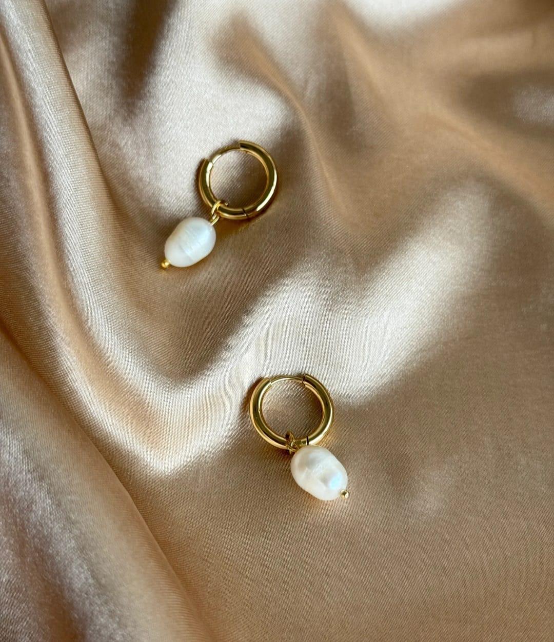 Gerçek Doğal İnci Kolye ve Çelik Çember Küpe Seti Çıkarılabilir İncilerle